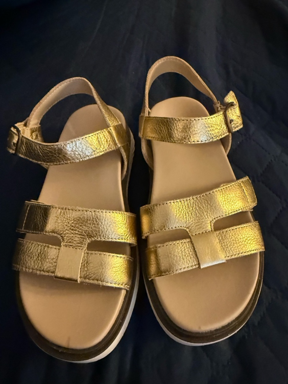 Vionic Solana Metallic Gold Strappy Women's Sandals 6.5 W New